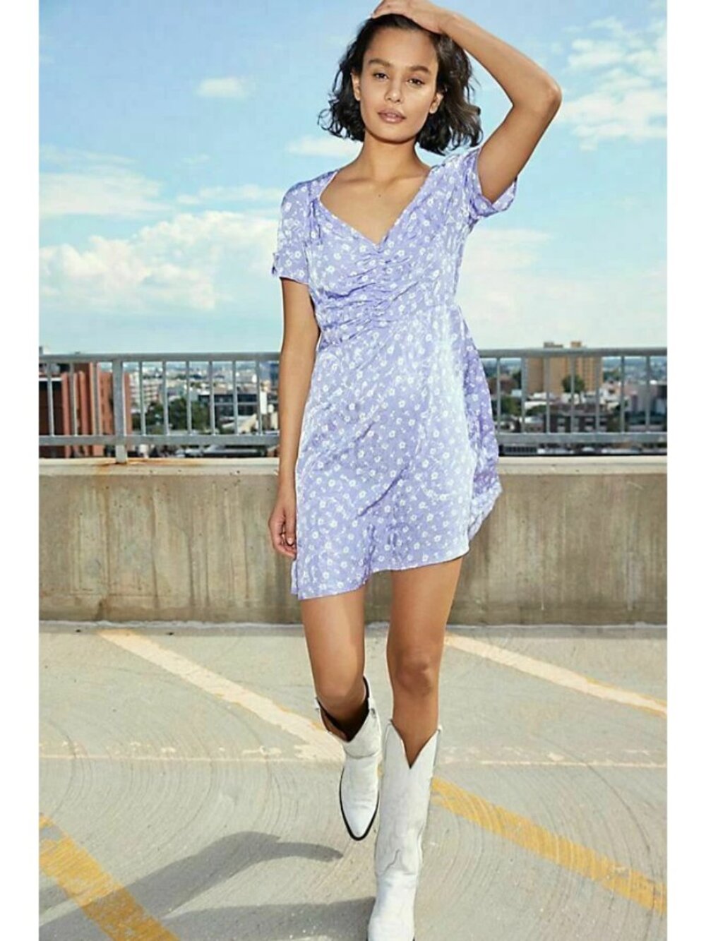 Free People Bond Street Lavender Floral Mini Dress Size 6